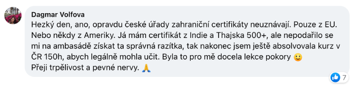 Zkušenosti s uznáním certifikátu pro jógu z Indie