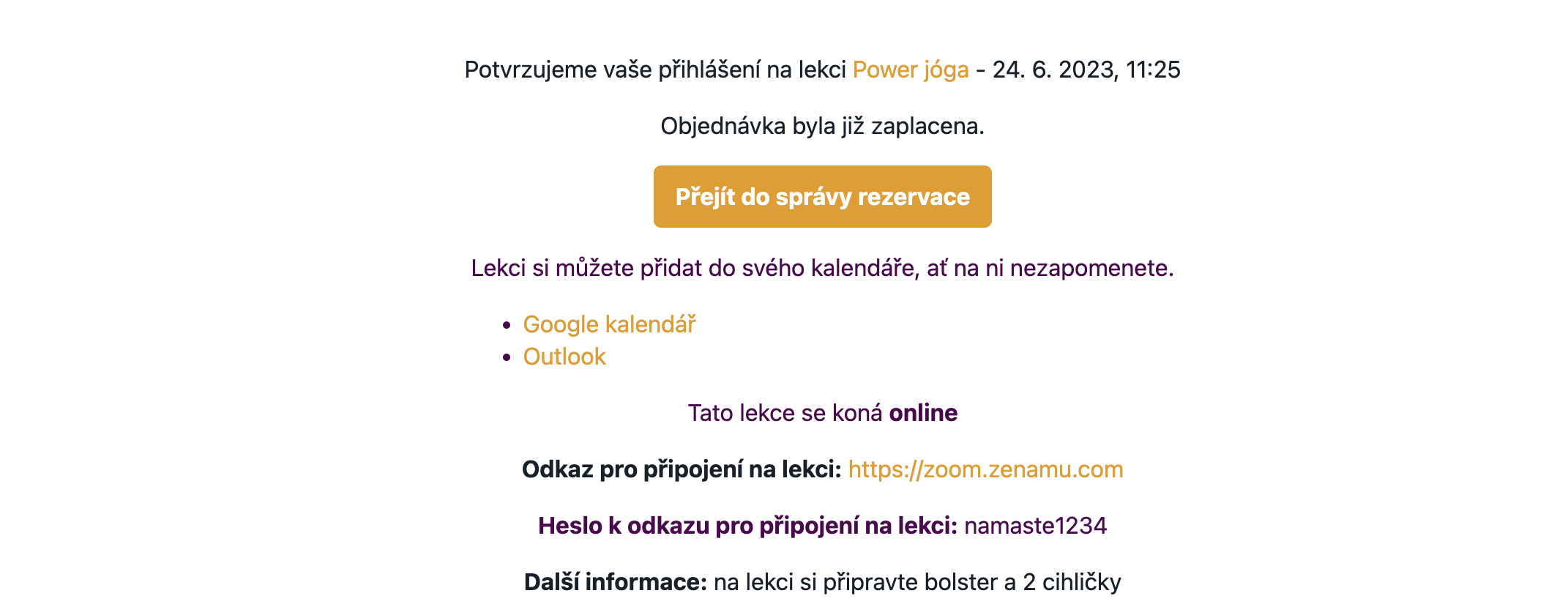 Online lekce platba rovnou email Email pro online lekci platba rovnou
