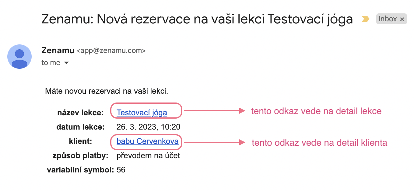 E-mail pro lektora - Rezervace na bankovní účet v Zenamu