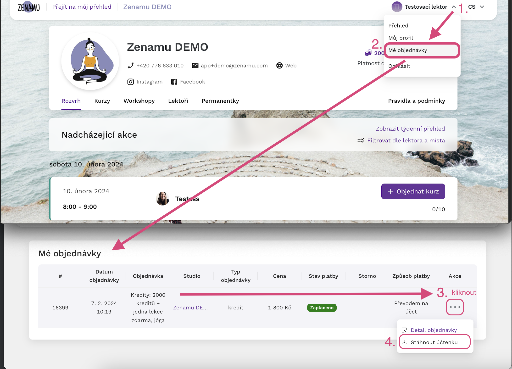 Stáhnout účtenku z pohledu klienta