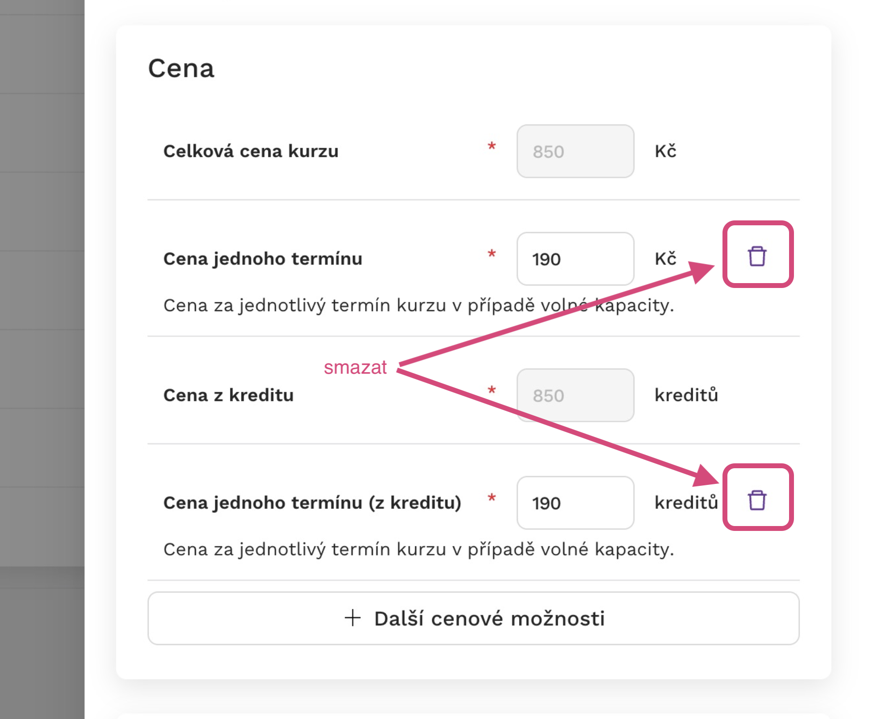 Ako odstrániť možnosť prihlásiť sa na voľné miesta v kurze